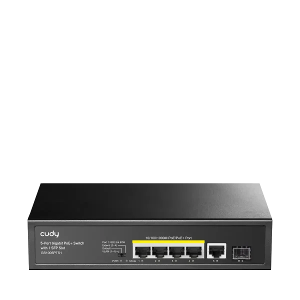 CUDY 5-Port Gigabit PoE+ Switch with 1 SFP