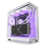 ⁦كيس كومبيوتر NZXT H6 FLOW COMPACT DUAL-RGB أبيض وأسود⁩ - الصورة ⁦2⁩