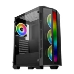 ⁦كيس Xigmatek Triple X Tempered Glass RGB LED أسود⁩ - الصورة ⁦2⁩
