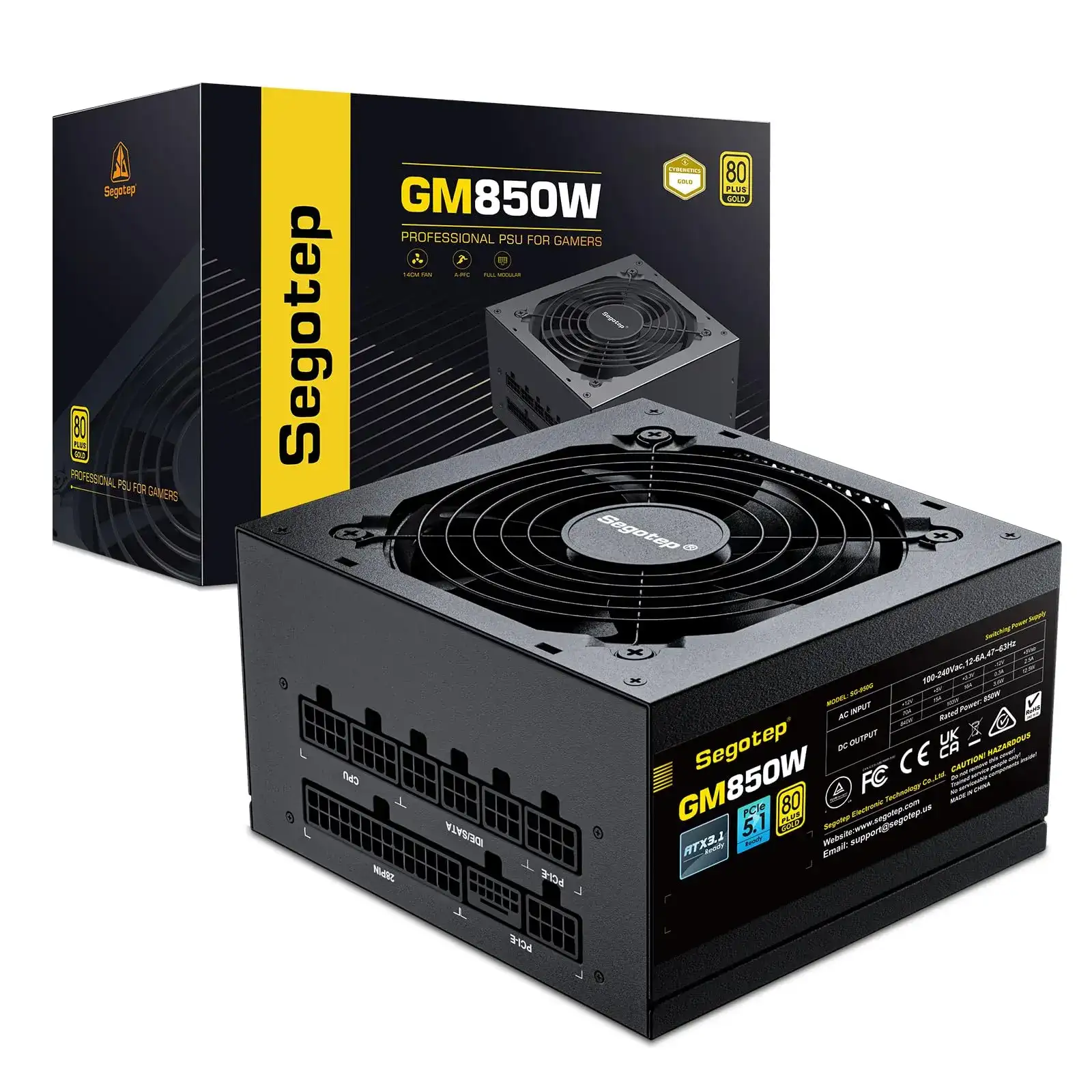 بورسبلاي Segotep 850W Power Supply 80 Plus Gold Full Modular PCIe 5.1 بورسبلاي Segotep 850W Power Supply 80 Plus Gold Full Modular PCIe 5.1