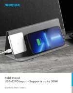 ⁦ماوس باد مع شاحن Momax Q.Mouse Pad 3 2-in-1 Wireless Charging 20W⁩ - الصورة ⁦2⁩