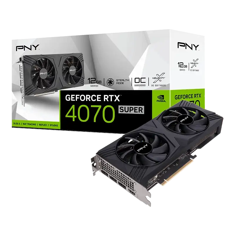 PNY GeForce RTX 4070 SUPER 12GB VERTO Overclocked Dual Fan DLSS 3 PNY GeForce RTX 4070 SUPER 12GB VERTO Overclocked Dual Fan DLSS 3