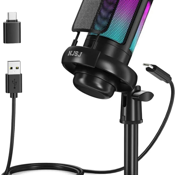 NJSJ USB Microphone RGB Gaming Mic