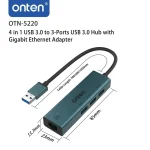 Onten USB3.0 to 3-Ports USB 3.0 Hub with Gigabit Ethernet Adapter