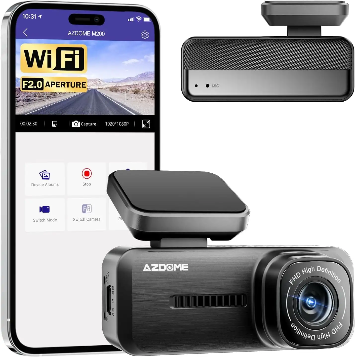Azdome M200 Mini Dash Cam WiFi Front Night Vision Azdome M200 Mini Dash Cam WiFi Front Night Vision