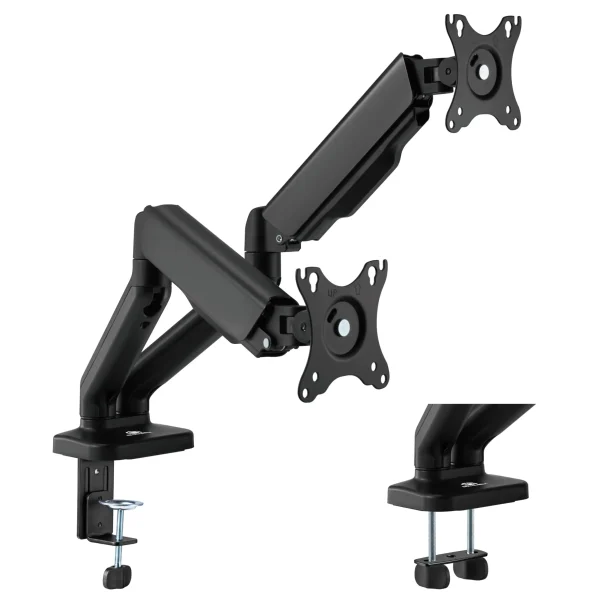 GamerTek Pivot Core Dual Monitor Arm Adjustable Gas Spring Mount for 17-32 Screens