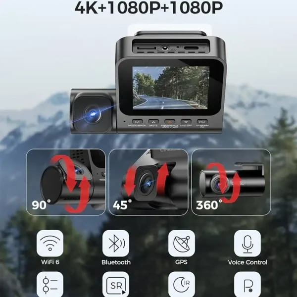 LINGDU V630 4K 2.4 Screen Built-in WiFi 6 GPS EN Smart Voice Control Dash CAM