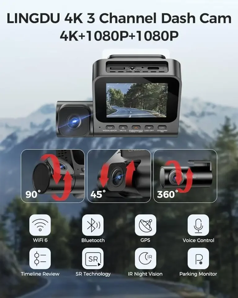 LINGDU V630 4K 2.4 Screen Built-in WiFi 6 GPS EN Smart Voice Control Dash CAM