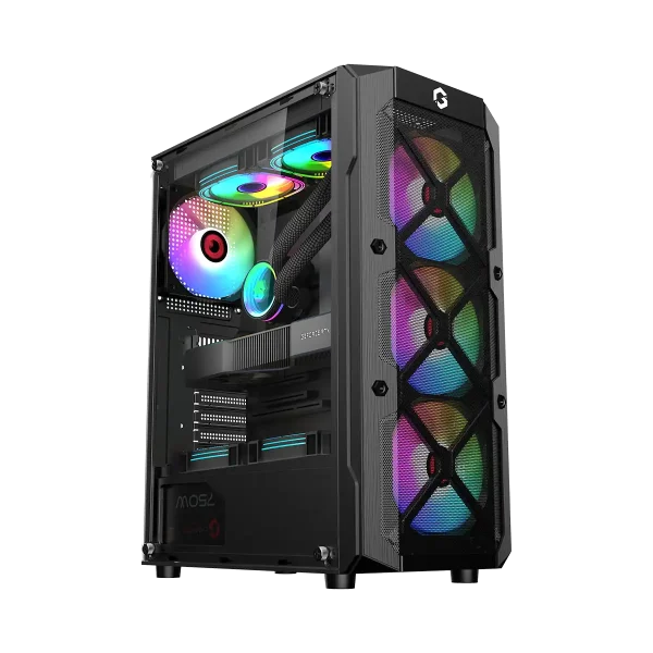 GAMEON TRIDENT III-M POWERFORGE Series Mid Tower Gaming Case with 750W Power Supply Pre-Installed