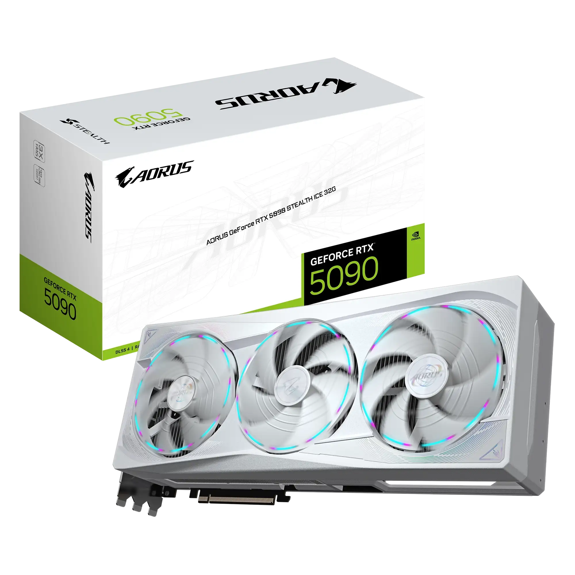 AORUS GeForce RTX™ 5090 STEALTH ICE 32G_01 GIGABYTE AORUS GeForce RTX 5090 STEALTH ICE 32G