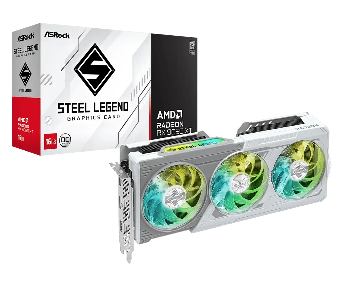 ASROCK AMD Radeon RX 9060 XT Steel Legend 16GB OC ASROCK AMD Radeon RX 9060 XT Steel Legend 16GB OC