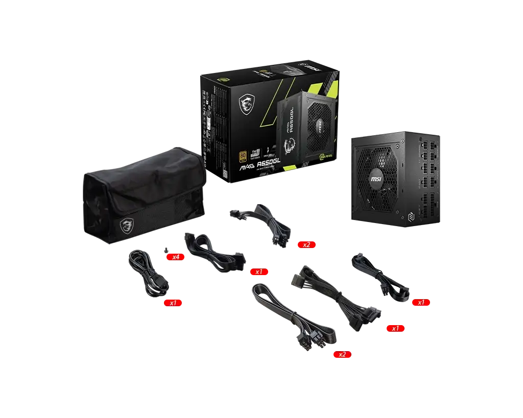 MSI MAG A650GL 80 PLUS Gold Full Modular 650W MSI MAG A650GL 80 PLUS Gold Full Modular 650W