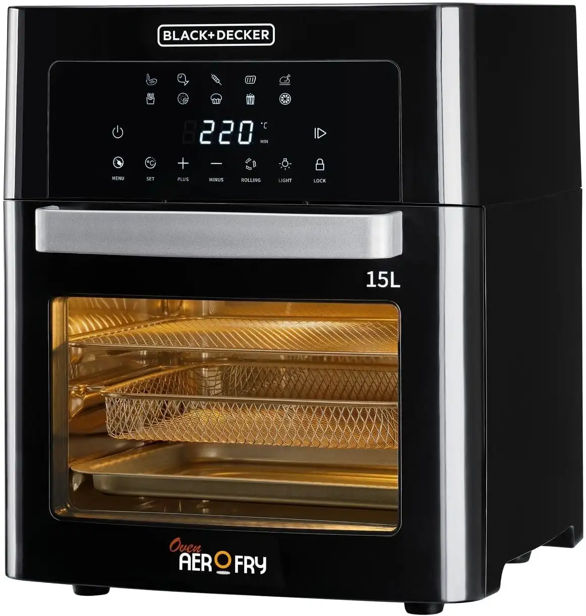 BLACK & DECKER Digital Air Fryer Oven 1700W 15L (1) BLACK & DECKER Digital Air Fryer Oven 1700W 15L