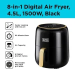⁦قلاية هوائية Black & Decker 8-in-1 Digital Air Fryer 4.5L 1500W LED⁩ - الصورة ⁦3⁩