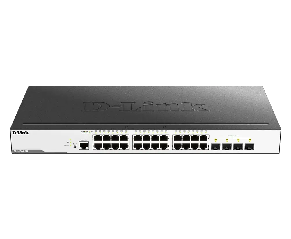 D-Link 28-Port Layer-2 Managed Gigabit Switch DGS-3000-28L (1) D-Link 28-Port Layer-2 Managed Gigabit Switch DGS-3000-28L