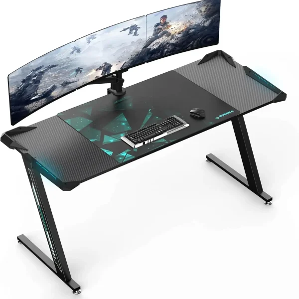 EUREKA ERGONOMIC Gaming Desk with LED Lights RGB Table