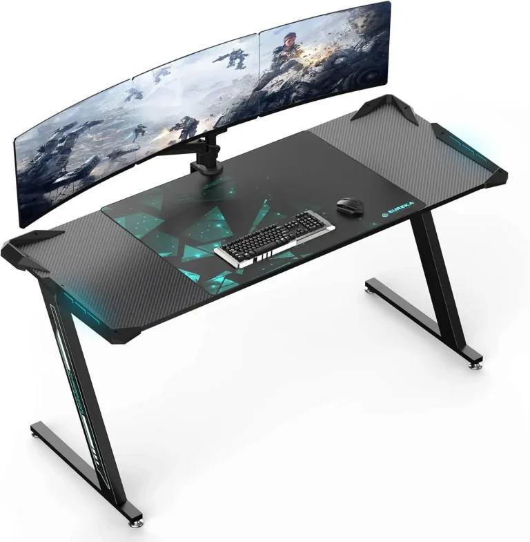 EUREKA ERGONOMIC Gaming Desk with LED Lights RGB Table
