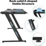 ⁦مكتب ألعاب EUREKA ERGONOMIC Gaming Desk with LED Lights RGB Table⁩ - الصورة ⁦3⁩