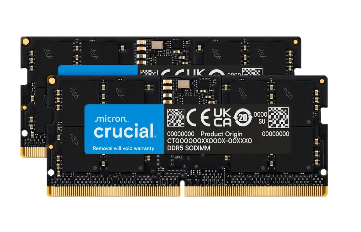 Crucial 128GB Kit (64GBx2) DDR5-5600 SODIMM CL46 RAM Crucial 128GB Kit (64GBx2) DDR5-5600 SODIMM CL46 RAM