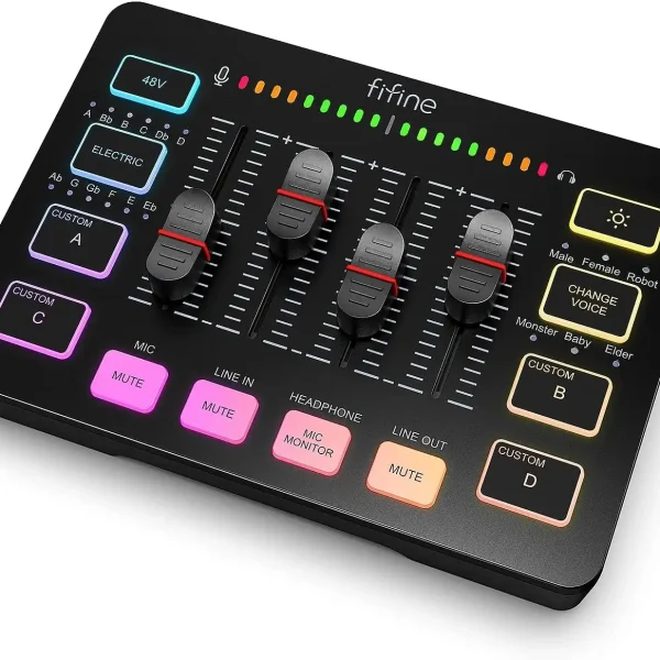 FIFINE AmpliGame SC3 Gaming Audio Mixer with RGB