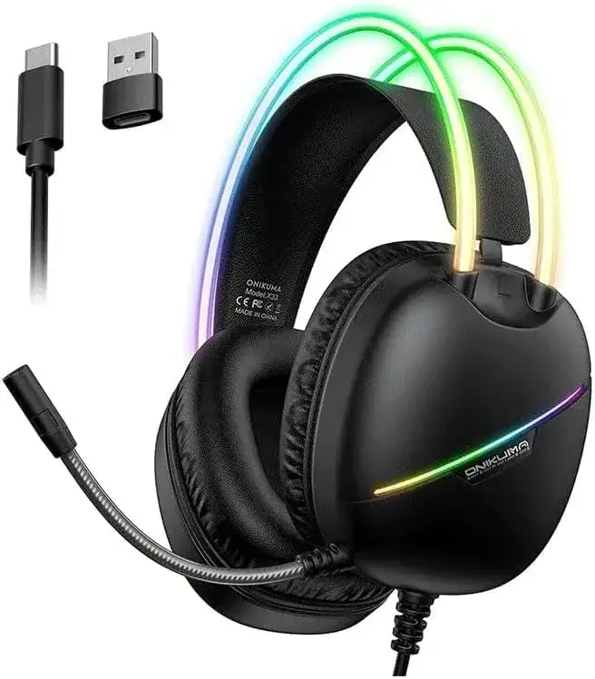 Onikuma X33 Gaming Headset USBType-C RGB Noise Reduction Mic Onikuma X33 Gaming Headset USBType-C RGB Noise Reduction Mic
