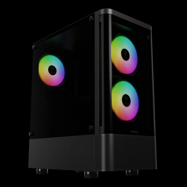 Gamdias TALOS E3 CG Mid Tower 3 ARGB Fans Curved Tempered Glass Black
