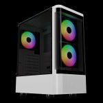 Gamdias TALOS E3 CG Mid Tower 3 ARGB Fans Curved Tempered Glass White