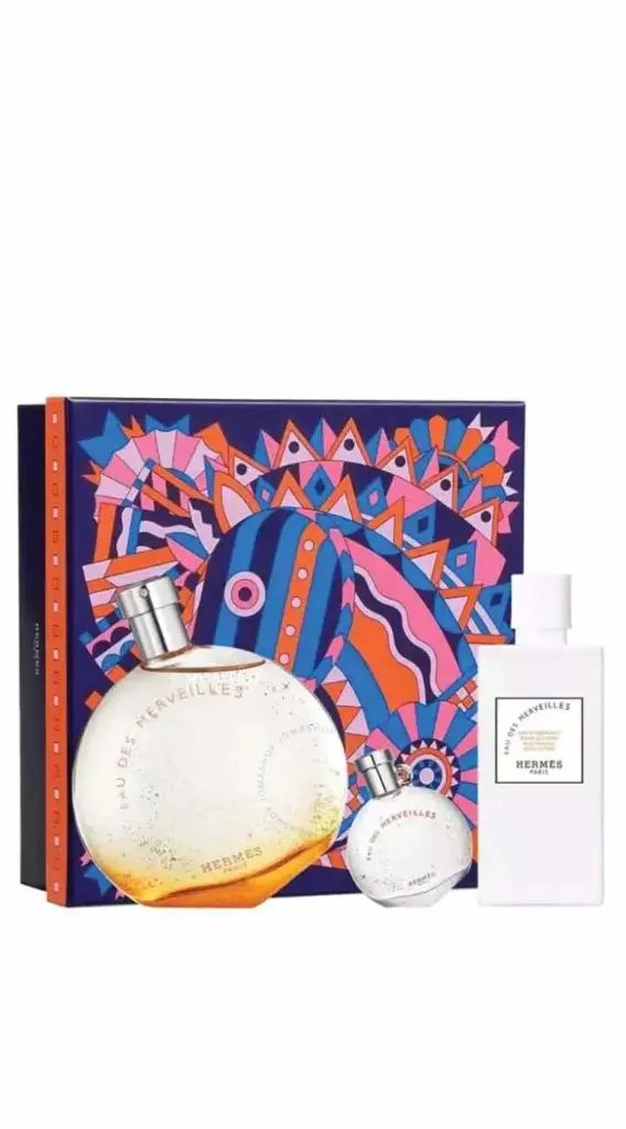 HERMES PERFUME WOMEN SET EAU DES MERVEILLES 3PCS HERMES PERFUME WOMEN SET EAU DES MERVEILLES 3PCS