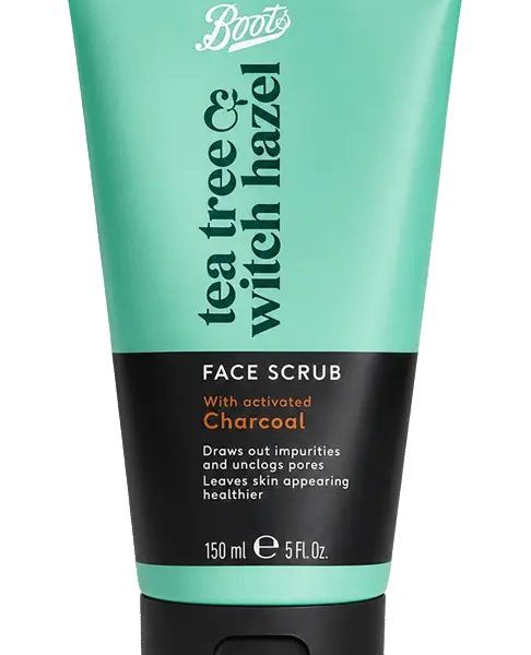 BOOTS TEA TREE WITH CHARCOAL FACIAL SCRUB 150ML