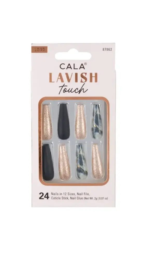 CALA NAILS 24PCS LAVISH TOUCH MARBLE/BLK CALA NAILS 24PCS LAVISH TOUCH MARBLE/BLK
