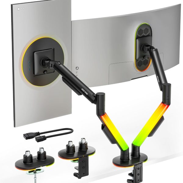 GamerTek Pivot Dual RGB Monitor Arm 1