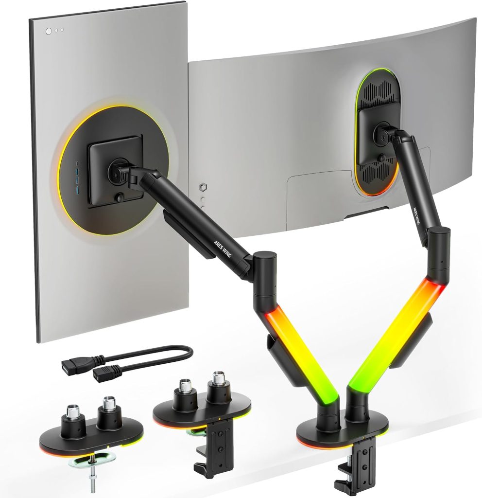 GamerTek Pivot Dual RGB Monitor Arm 1
