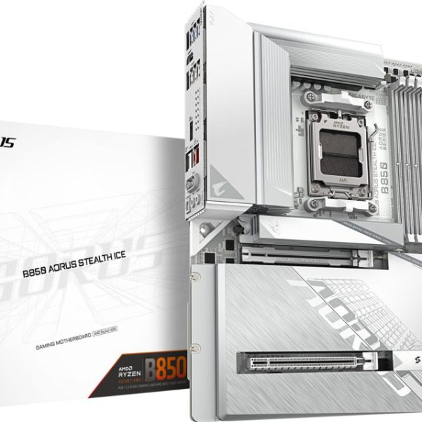 GIGABYTE B850 AORUS STEALTH ICE AMD AM5 DDR5 ATX Wi-Fi 7 Motherboard White
