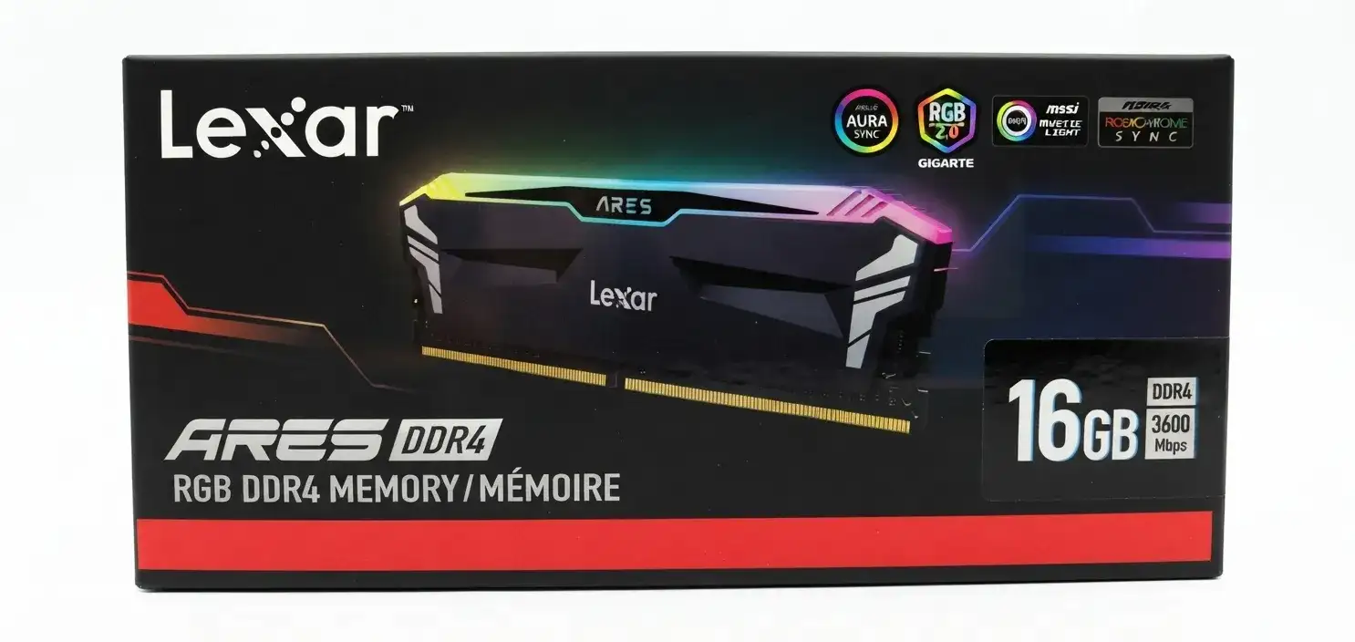LEXAR ARES 16GB DDR-4 RGB 3600MHz Memory CL16 رام LEXAR ARES 16GB DDR4 RGB 3600MHz Memory CL16 Single Module Desktop RAM - الصورة 1