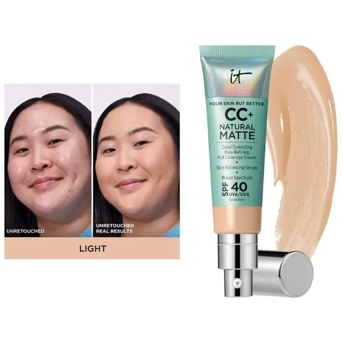 IT COSMETICS CC CREAM NATURAL MATTE WITH SPF40 LIGHT IT COSMETICS CC CREAM NATURAL MATTE WITH SPF40 LIGHT