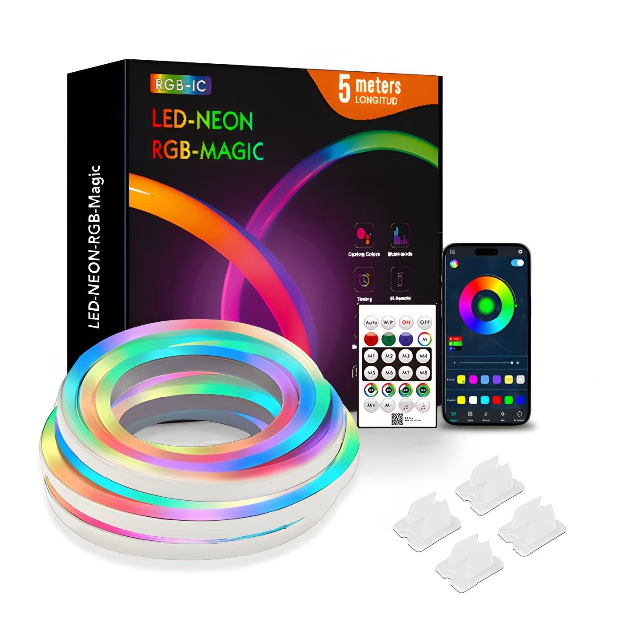neon-rgb-magic-5m-1.jpg شريط اضاءة LED Neon RGB Magic Light 5 Meter USB Bluetooth IP65 Waterproof