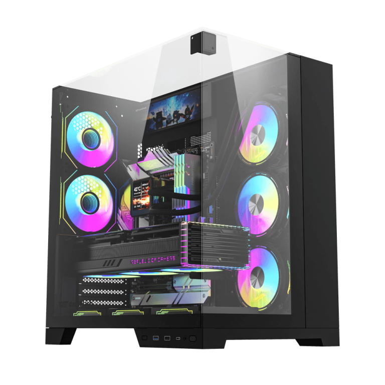 DarkFlash TH285 Plus ATX PC Case Black Front