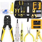 Network Repairing Plier, Handskit RJ45 RJ11 RJ12 Network Repag Plier Tool Kit with Cable Tester Spring Clamp Crimping Tool Crimping Pliers