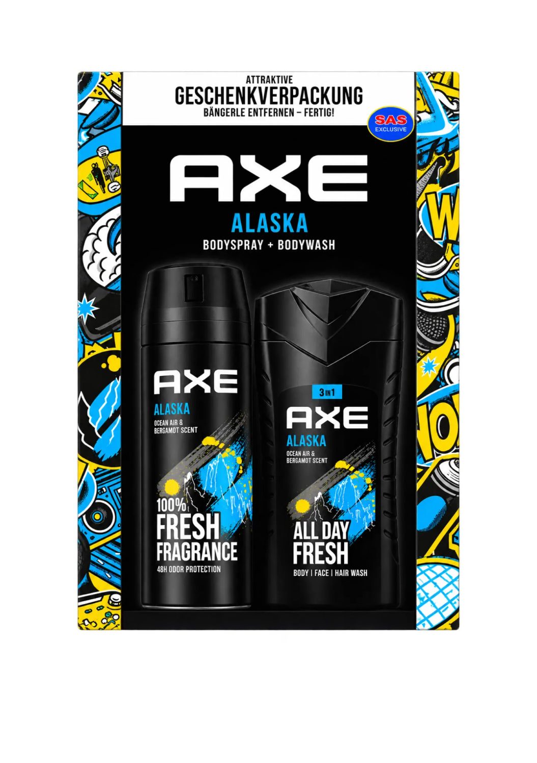 axe-skincare-men-set-alaska-2pcs.jpg طقم أكس ألاسكا للرجال بخاخ جسم وغسول 3 في 1 قطعتان