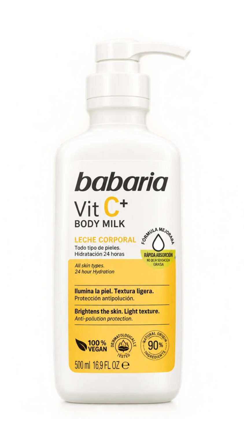 babaria-body-milk-vit-c-500ml.jpg لوشن الجسم باباريا بفيتامين C لجميع أنواع البشرة 500 مل