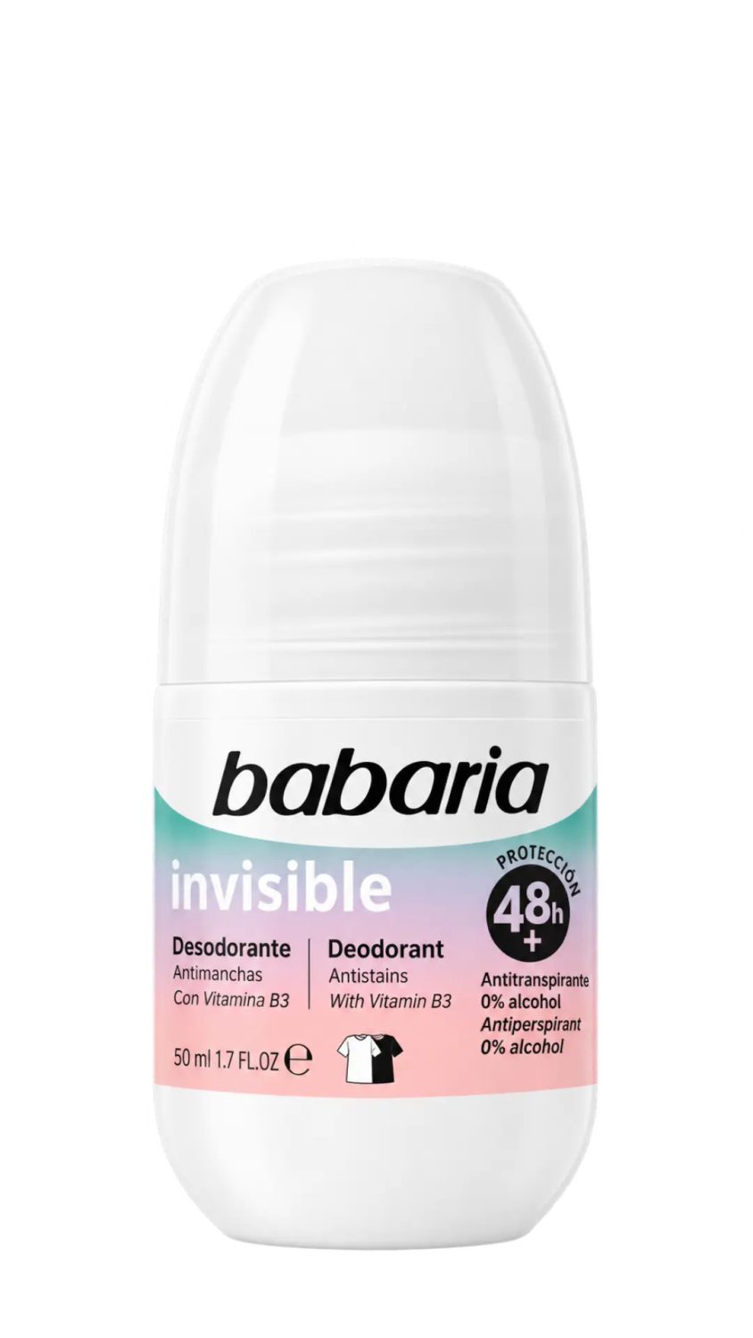 babaria-deodorant-invisible-48h-50ml.jpg مزيل عرق رول أون باباريا إنفيزيبل ضد البقع بفيتامين B3 50 مل