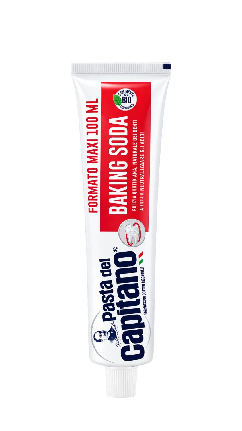 capitano-toothpaste-baking-soda-100ml.jpg معجون أسنان كابيتانو ببيكربونات الصوديوم حجم كبير 100 مل