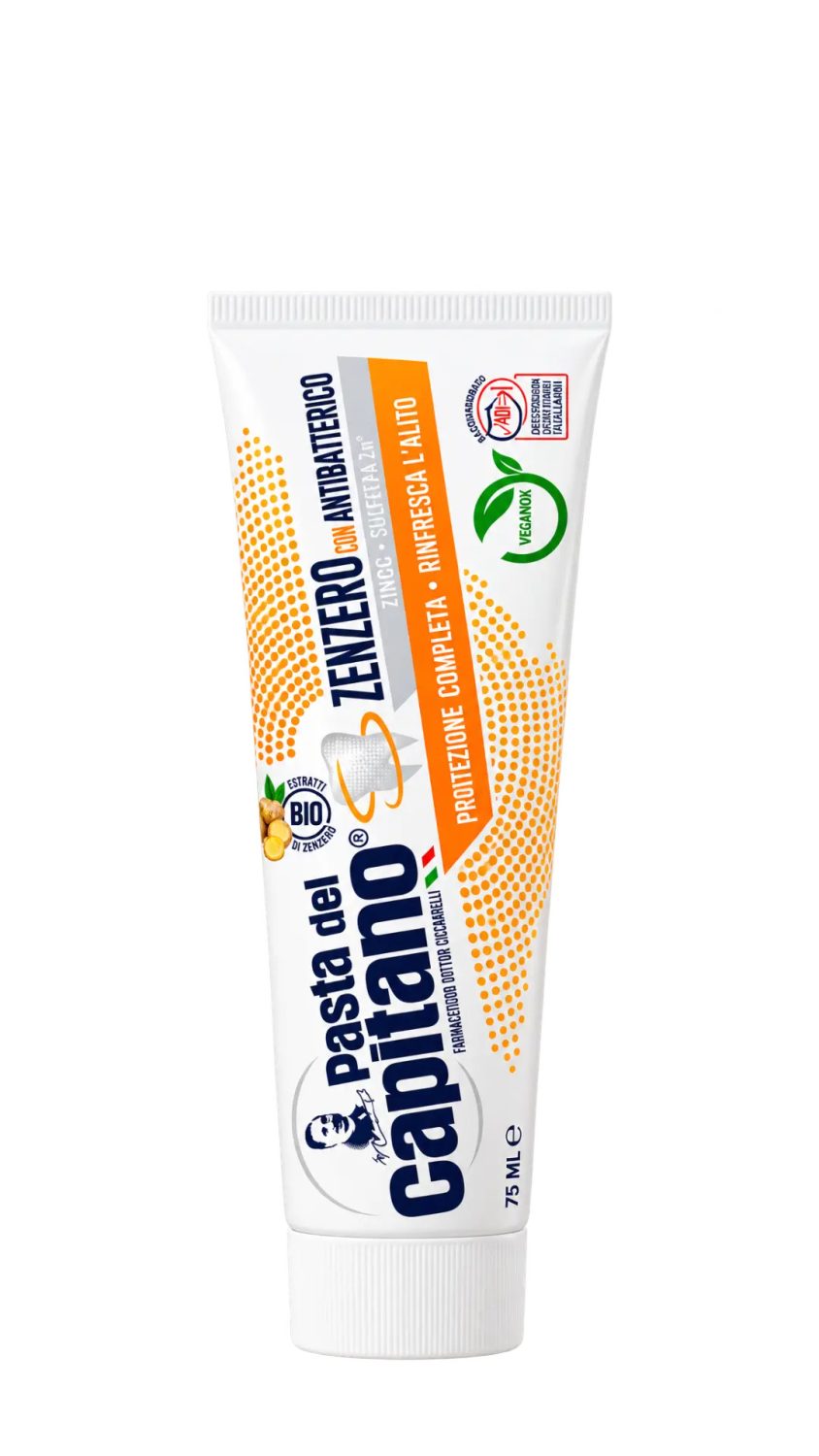 capitano-toothpaste-zenzero-75ml.jpg معجون أسنان كابيتانو بالزنجبيل مضاد للبكتيريا 75 مل