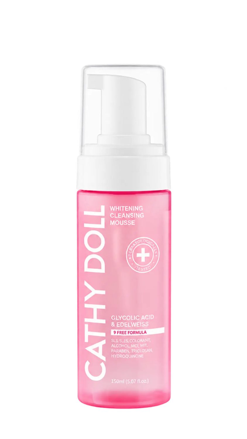 cathy-doll-cleansing-mousse-whitening-150-ml.jpg موس غسول كاثي دول وايتننج المفتّح بحمض الجليكوليك والإديلفايس 150 مل