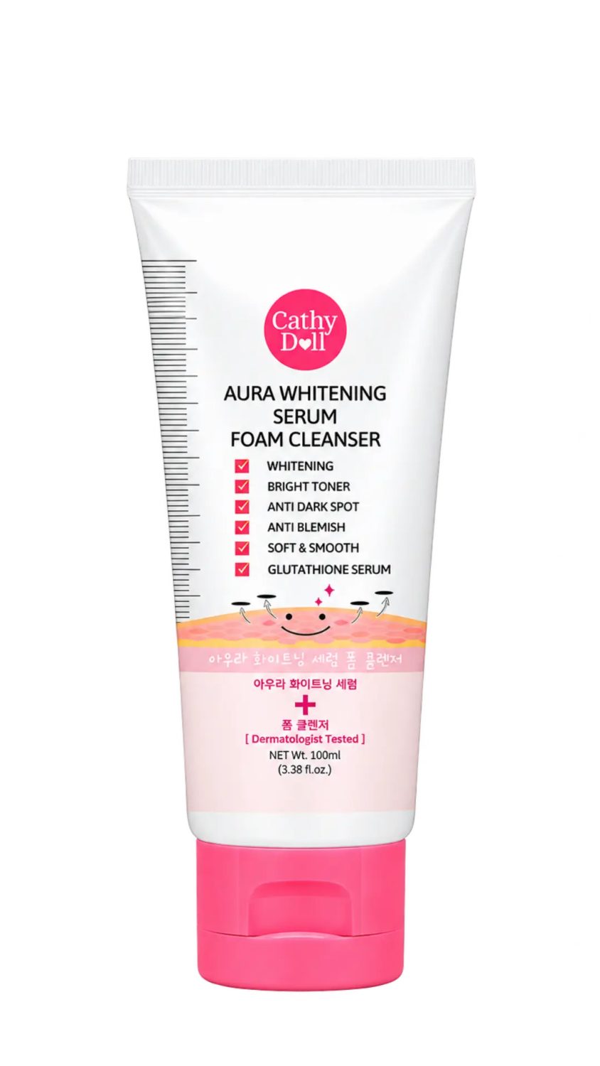 cathy-doll-foam-cleanser-aura-whitening-serum-100ml.jpg غسول كاثي دول أورا وايتننج سيروم الرغوي بالجلوتاثيون 100 مل