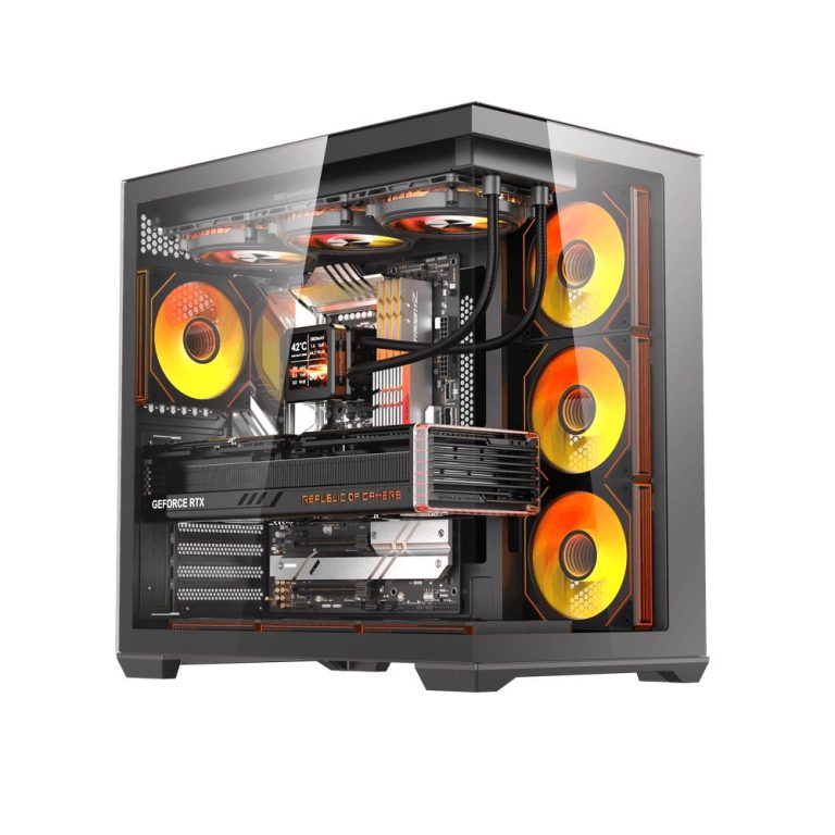 darkFlash C280 E-ATX Tempered Glass 270° Panoramic Case Black