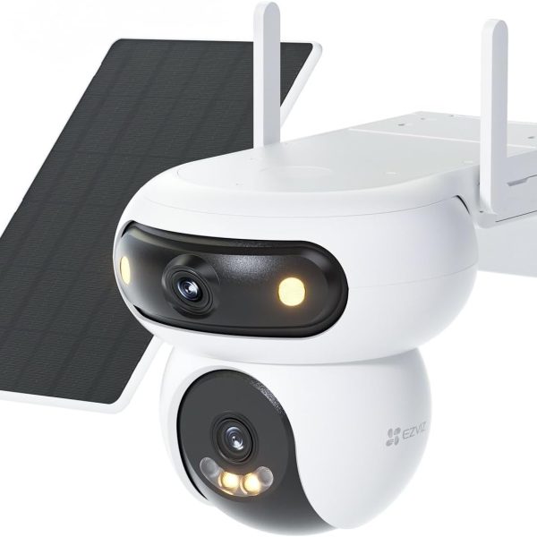 كاميرا مراقبة EZVIZ CB90 Dual Kit مع Solar Panel 8W - كاميرا ثنائية العدسة بدقة 2K+ وبطارية 10400mAh
