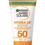 واقي شمس غارنييه أمبر سولير هيدرا 24 للوجه والجسم SPF 50+ حجم 50 مل