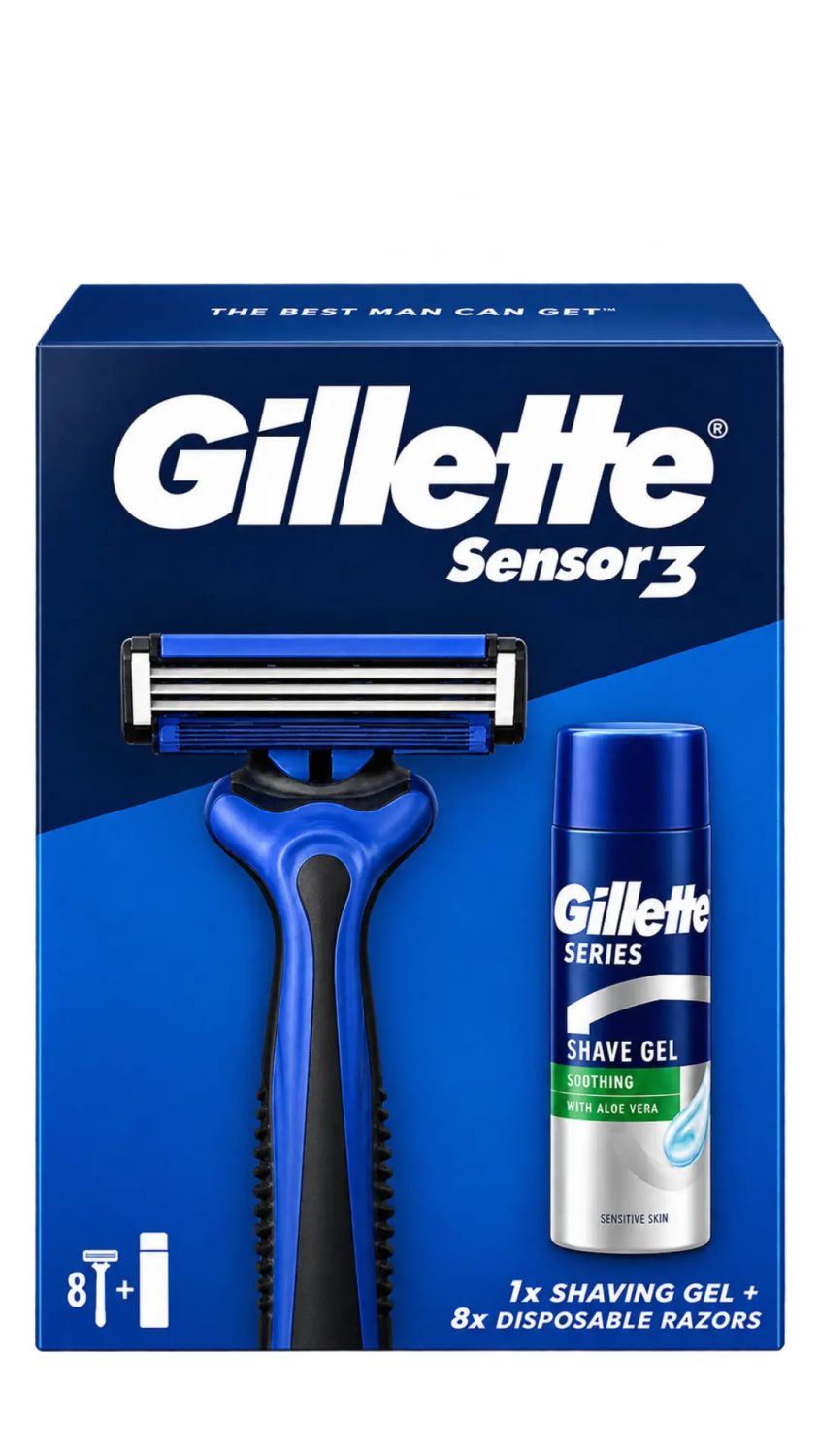 gillette-shave-set-sensor-3-9pcs.jpg طقم حلاقة جيليت سنسور 3 مع جل الحلاقة 9 قطع