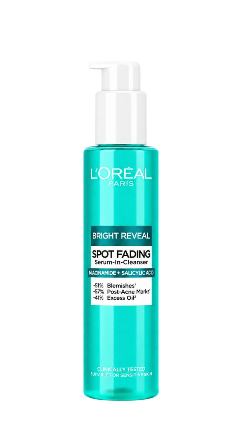 loreal-serum-in-cleanser-spot-fading-150ml.jpg غسول سيروم لوريال برايت ريفيل للبقع الداكنة بالنياسيناميد 150 مل